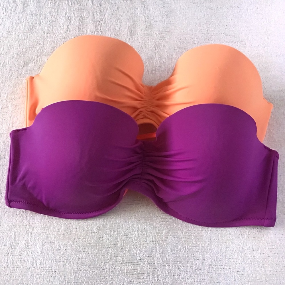 Victoria Secret 36 D Bikini Tops Underwire Bright Purple Neon Orange